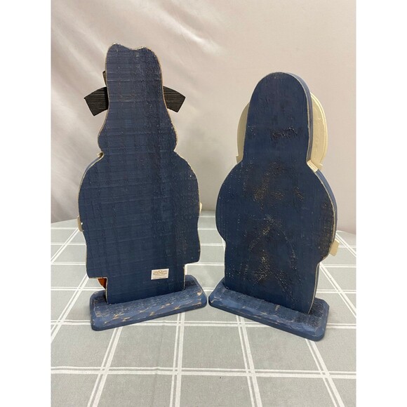 Set of 2 primitive wooden Pilgrim Figurines Fall Thanksgiving wood decor - Picture 3 of 6